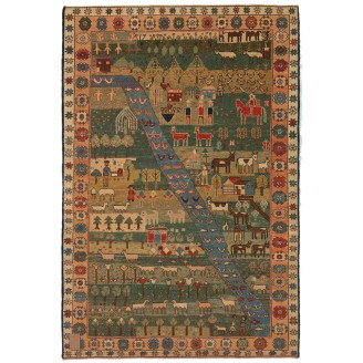 Village Theme Azeri Folk Life Rug