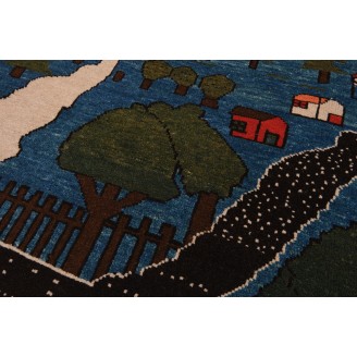 Village Theme Azeri Folk Life Rug