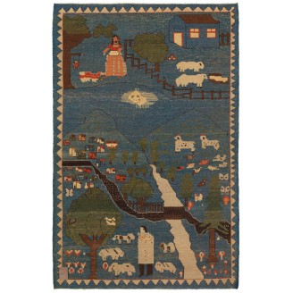 Village Theme Azeri Folk Life Rug