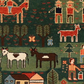 Village Theme Azeri Folk Life Rug