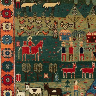 Village Theme Azeri Folk Life Rug