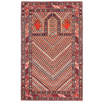 Karabagh Prayer Rug with Diagonal Stripes