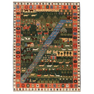 Village Theme Azeri Folk Life Rug