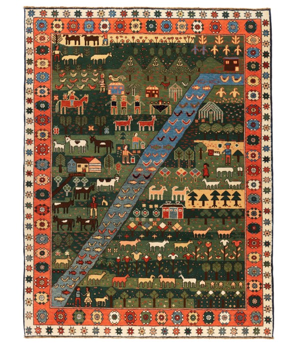 Village Theme Azeri Folk Life Rug