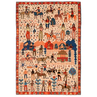 Western Theme Azeri Folk Life Rug