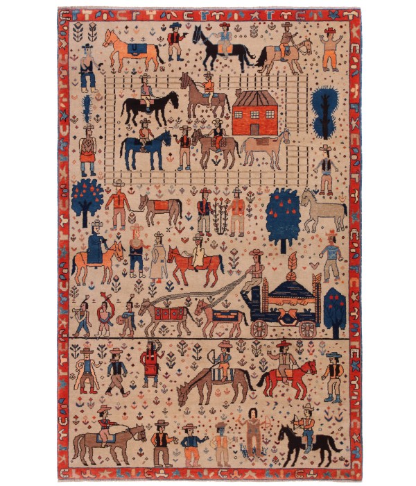 Western Theme Azeri Folk Life Rug