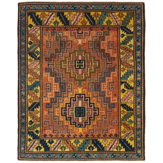 Kazak Rug with Hooked Medallions