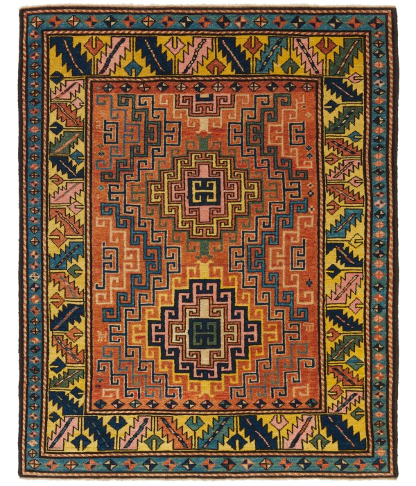 Kazak Rug with Hooked Medallions