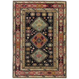 Kazak Rug with Hooked Medallions