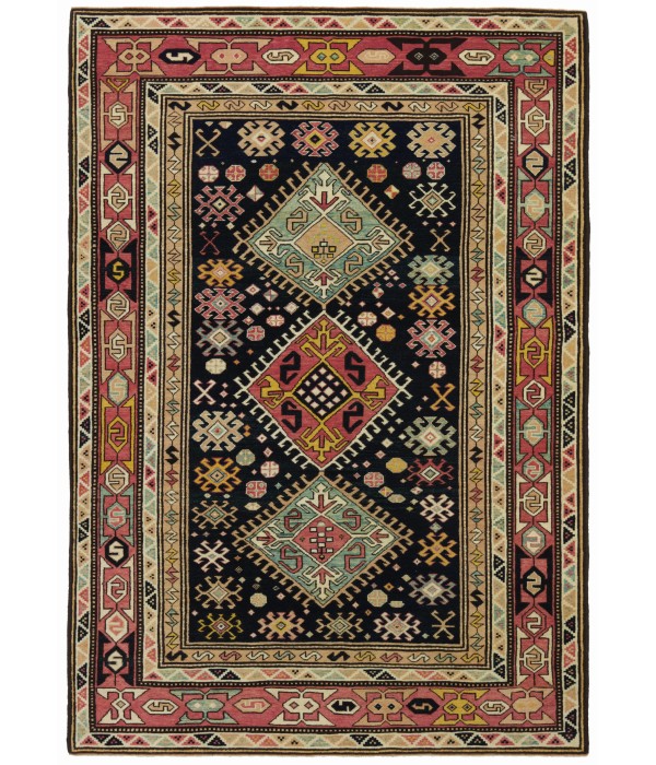 Kazak Rug with Hooked Medallions