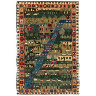 Village Theme Azeri Folk Life Rug