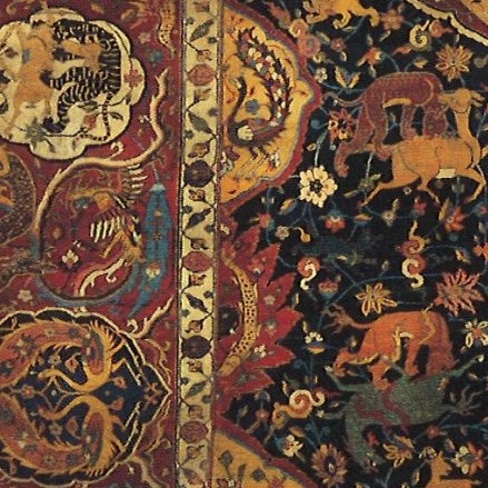 Animal combat detail of Safavid carpet